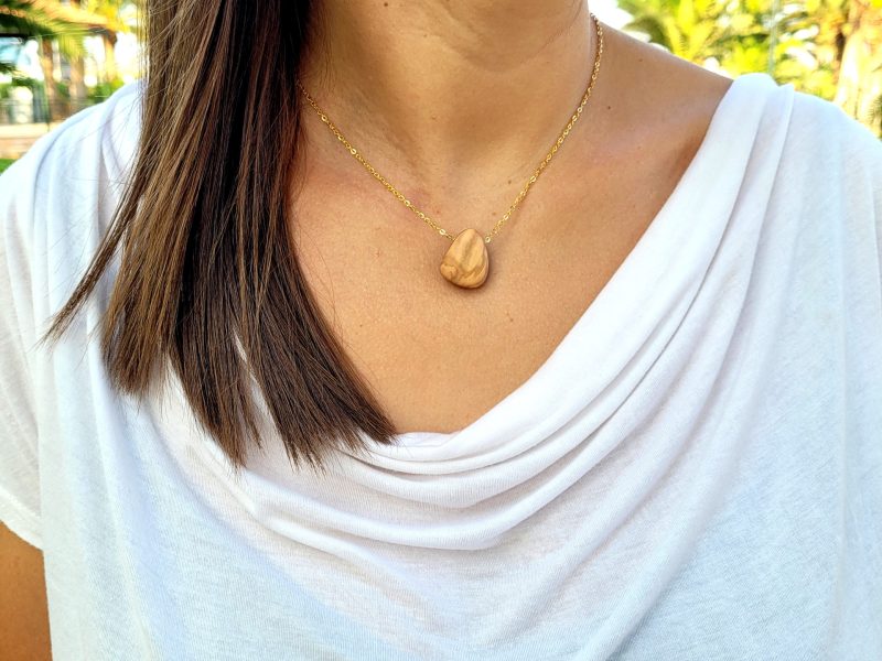 Smithsonite-Olive wood Necklace